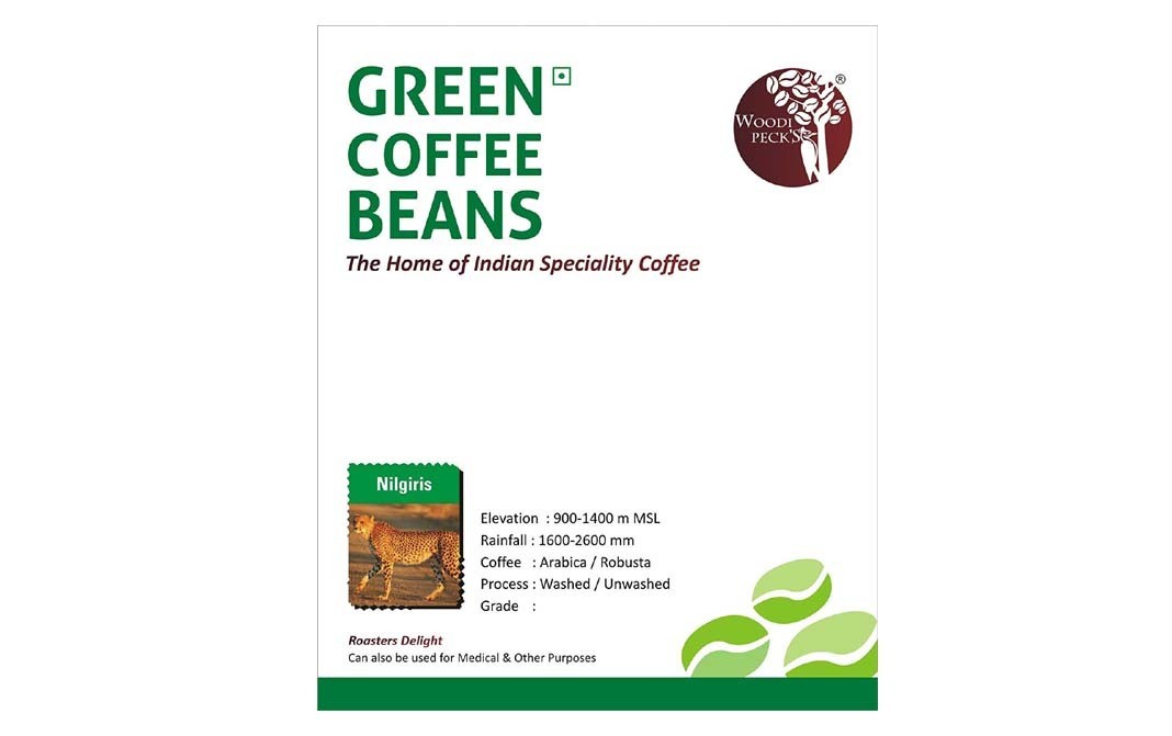 Woodi Peck's Green Coffee Beans, Nilgiris   Box  200 grams